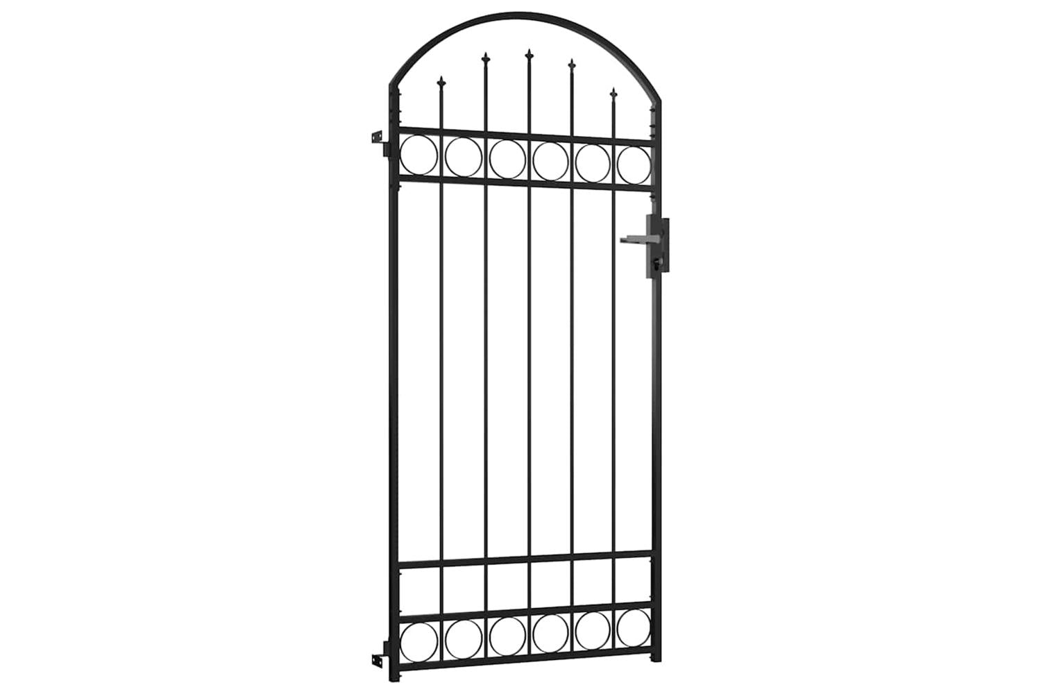 vidaXL 145750 Fence Gate With Arched Top Steel 89x200cm Black-4