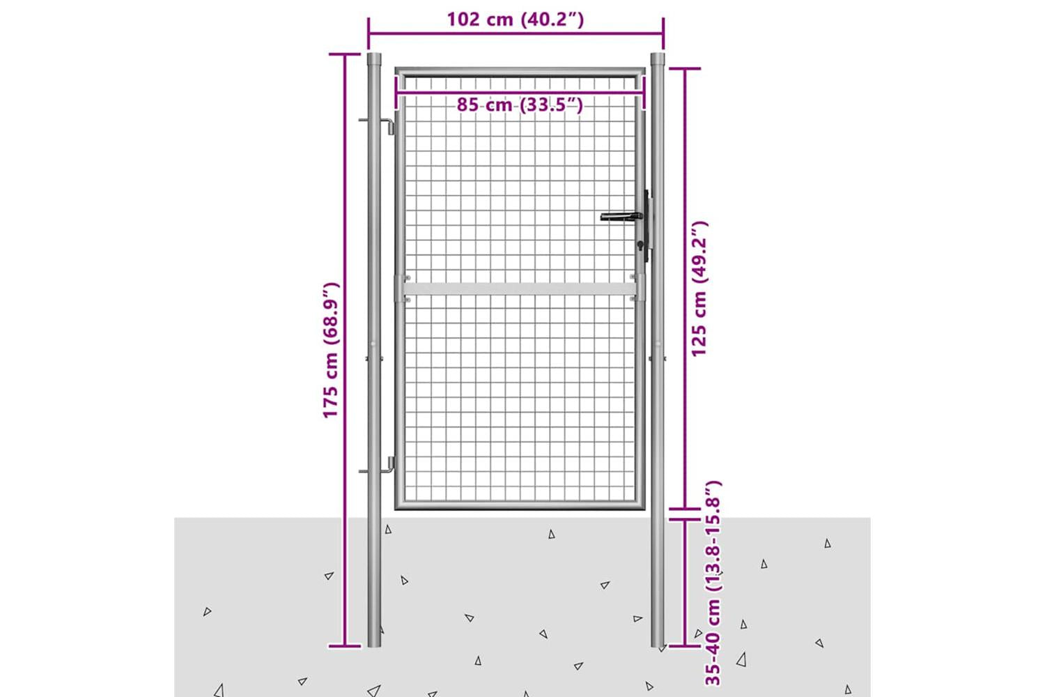 vidaXL 144757 Garden Gate Galvanised Steel 105x175cm Silver-5