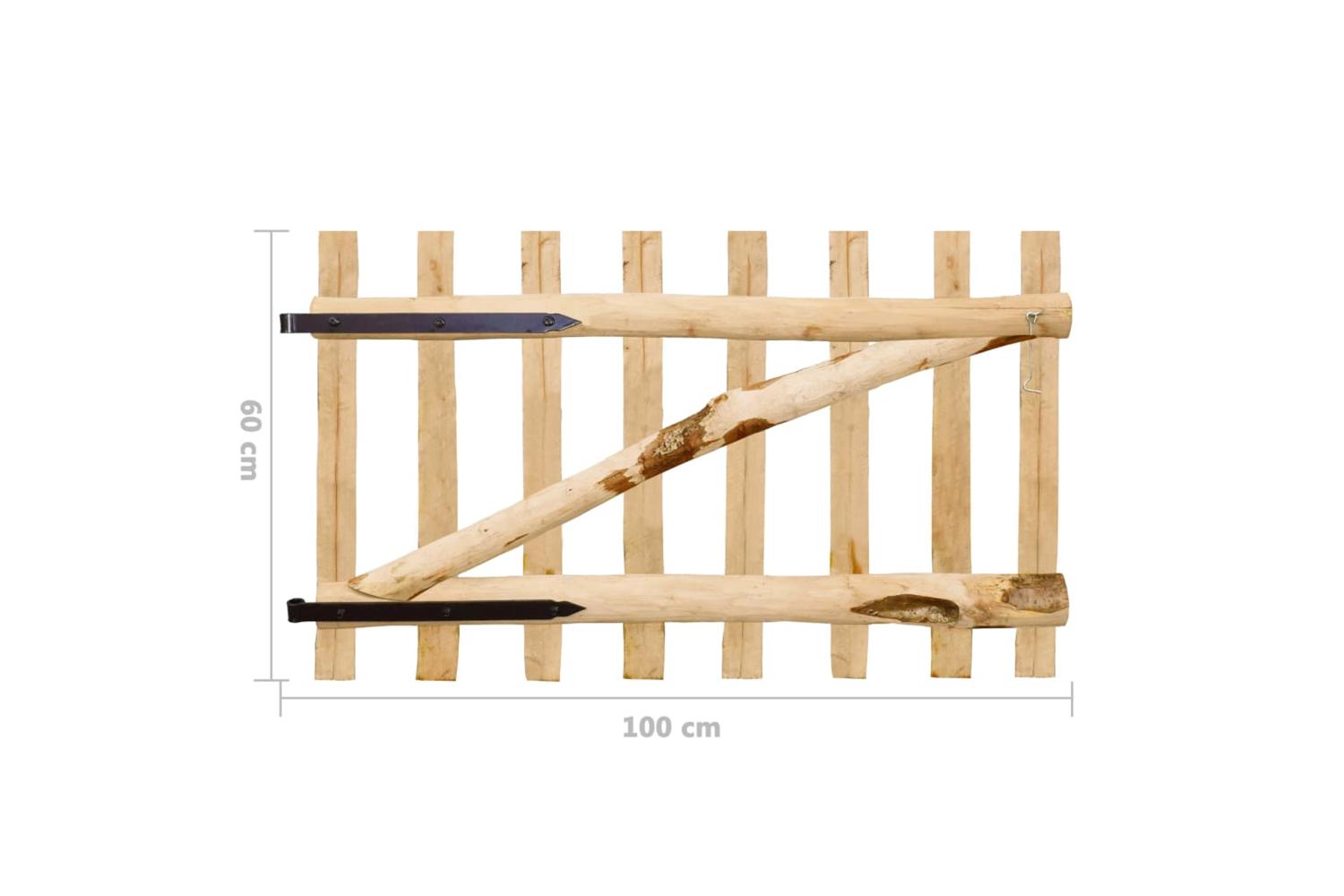vidaXL 142589 Single Fence Gate Hazel Wood 100x60cm-6