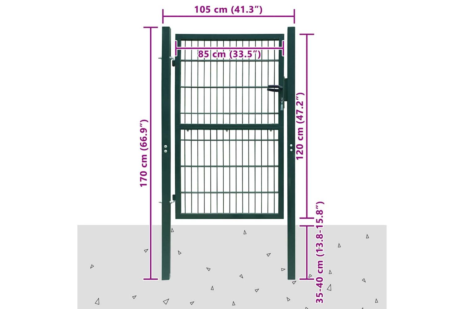 vidaXL 141749 2d Fence Gate (single) Green 106 X 170cm-7