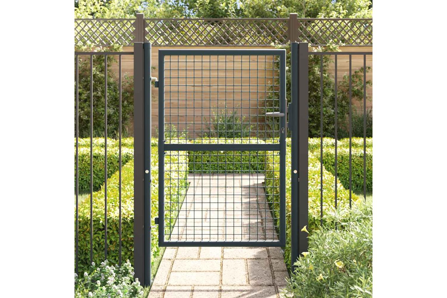 vidaXL 145772 Mesh Garden Gate Galvanised Steel 100x175cm Grey-2