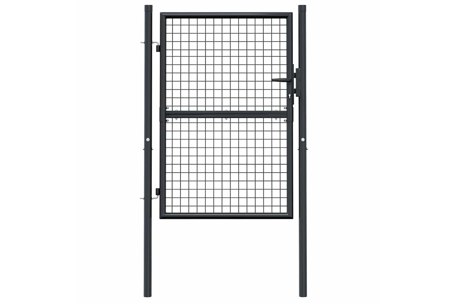 vidaXL 145772 Mesh Garden Gate Galvanised Steel 100x175cm Grey-3