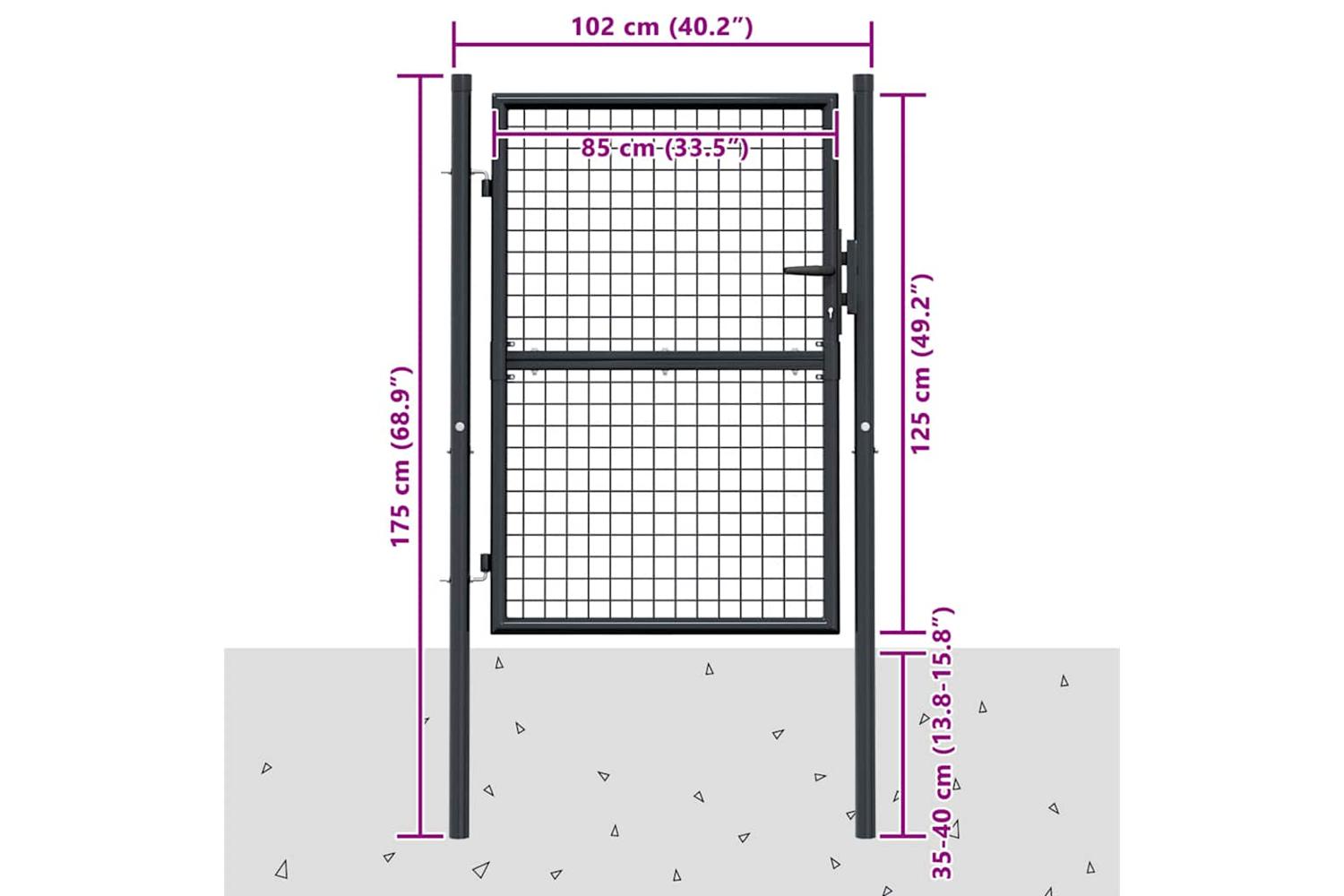 vidaXL 145772 Mesh Garden Gate Galvanised Steel 100x175cm Grey-6