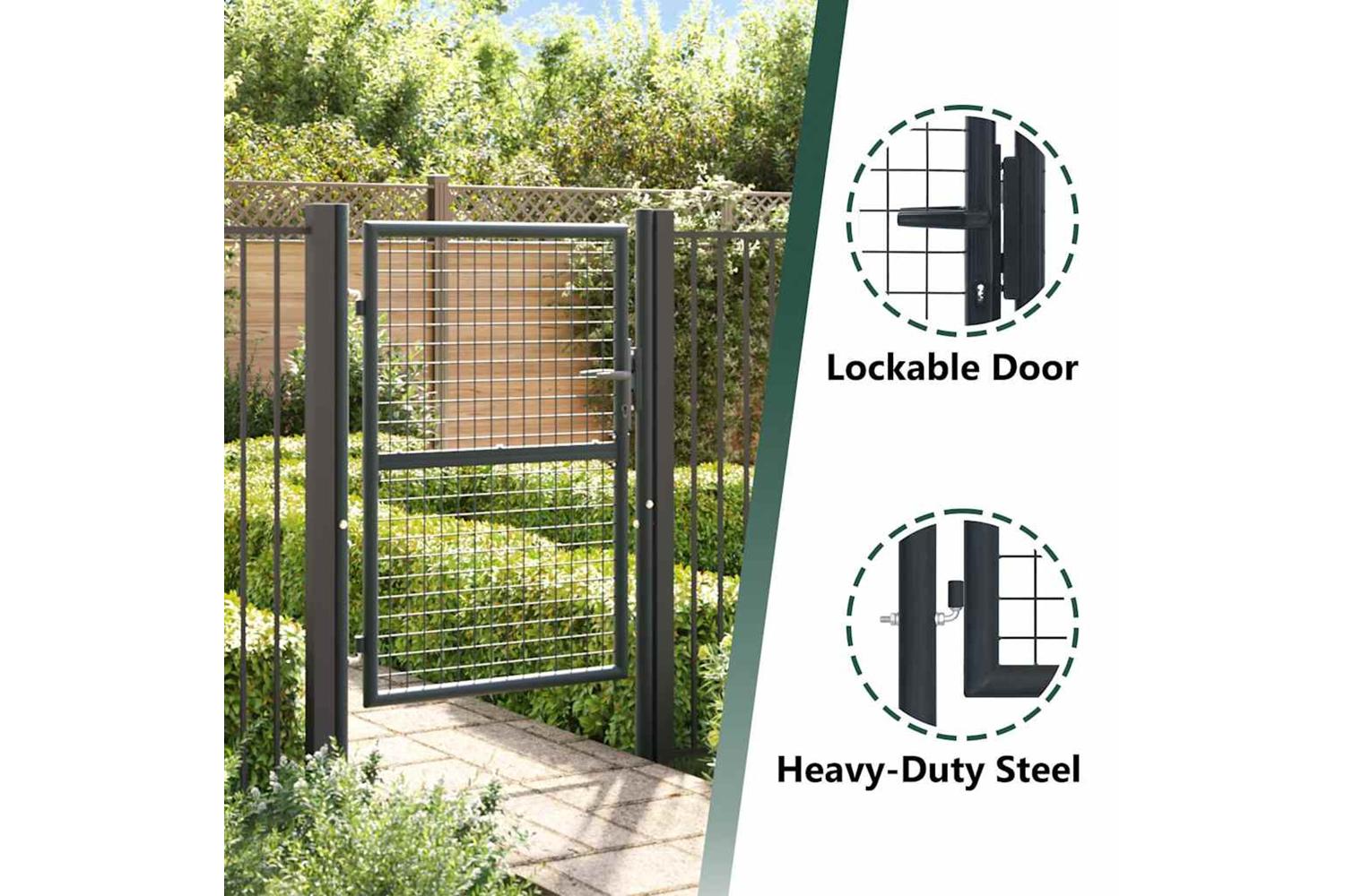 vidaXL 145772 Mesh Garden Gate Galvanised Steel 100x175cm Grey-7