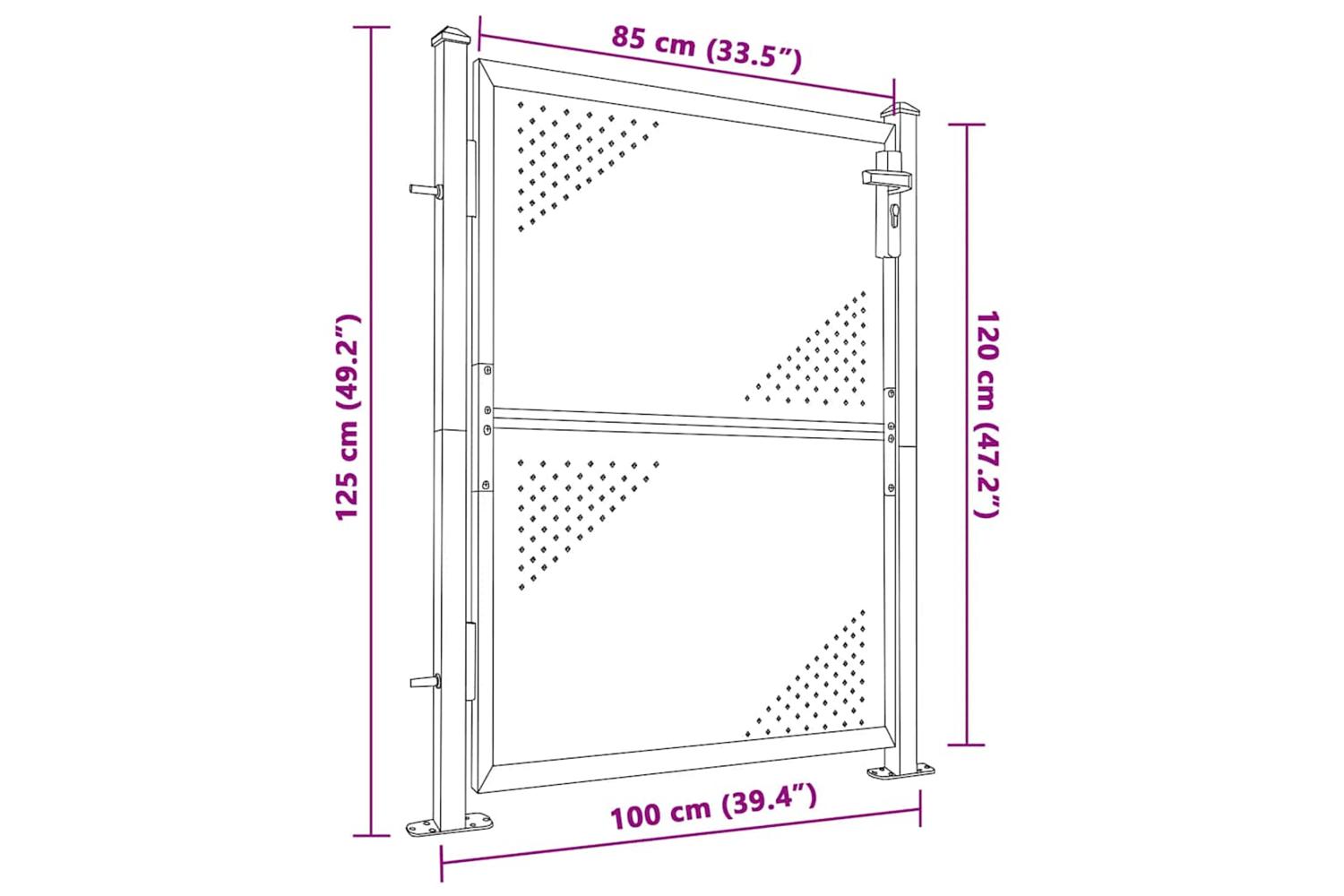 Vidaxl Garden Gate 100x125 Cm Stainless Steel-7