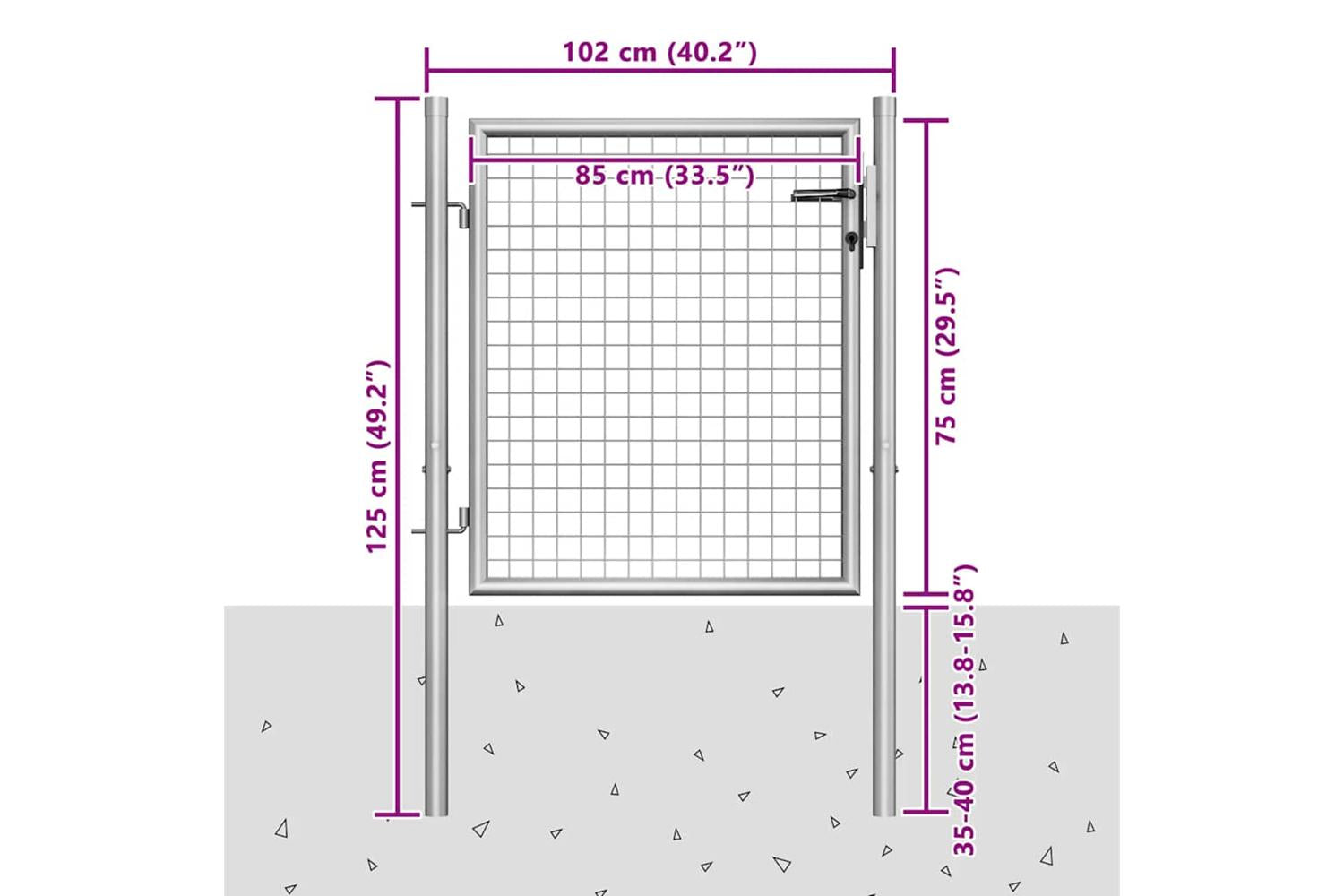 vidaXL 144755 Garden Gate Galvanised Steel 105x125cm Silver-5
