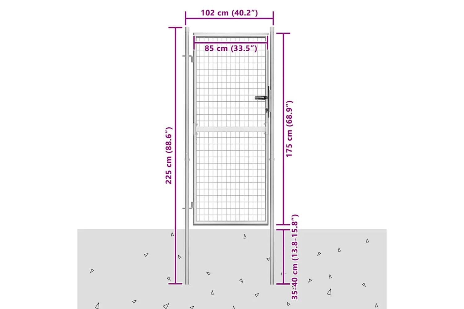 vidaXL 144759 Garden Gate Galvanised Steel 105x225cm Silver-5