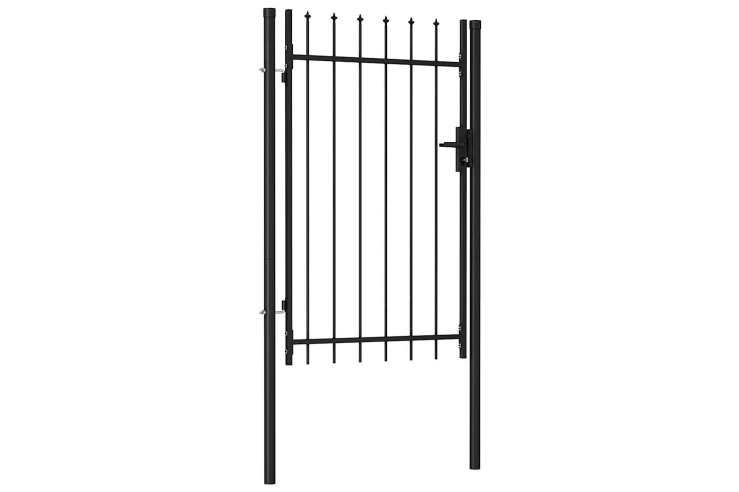 Vidaxl 146034 Fence Gate Single Door With Spike Top Steel 1x1.5 M Black