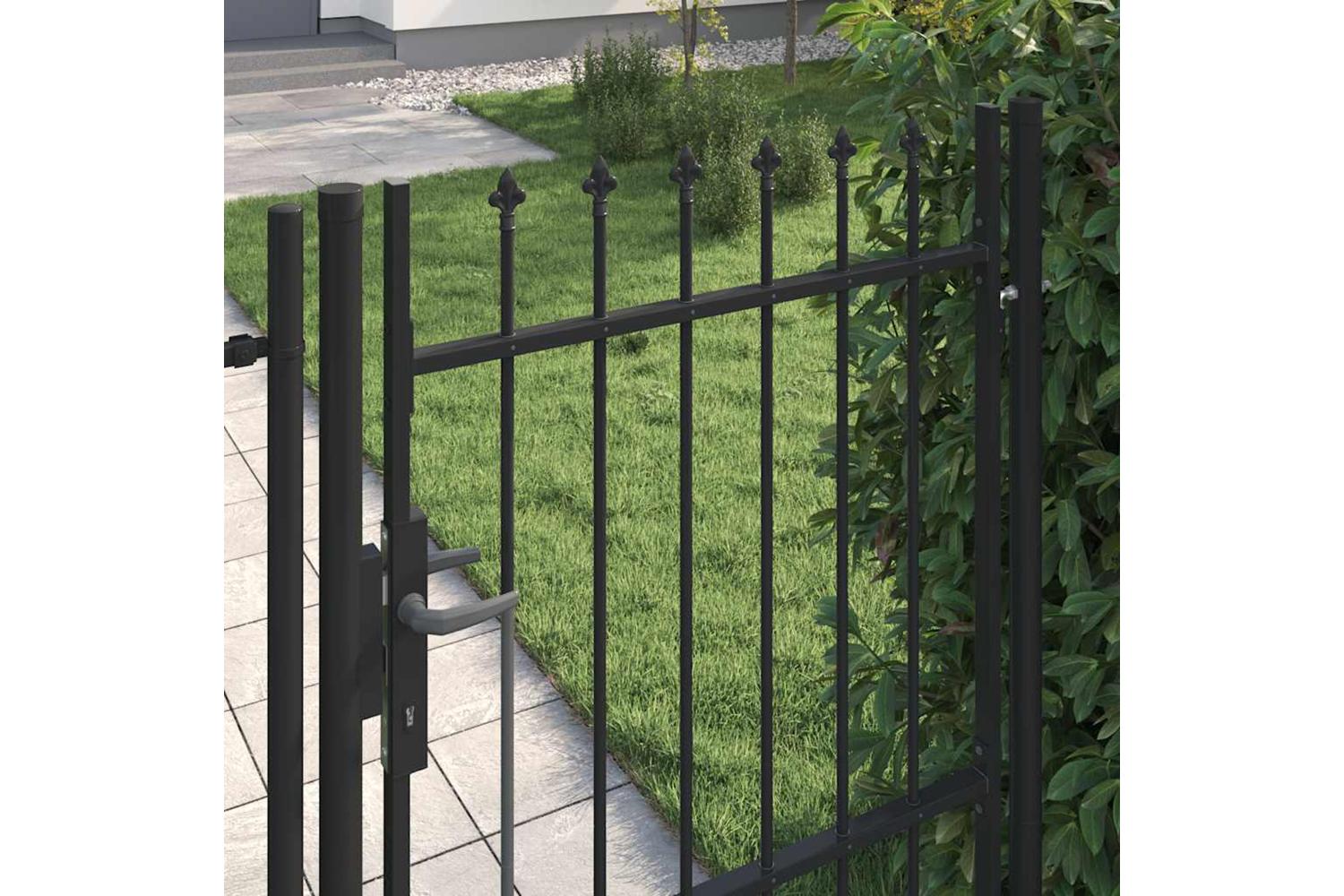Vidaxl 146034 Fence Gate Single Door With Spike Top Steel 1x1.5 M Black-2
