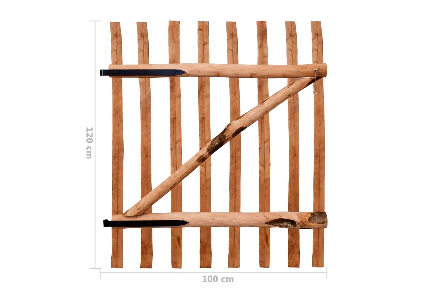 vidaXL 142597 Single Fence Gate Impregnated Hazel Wood 100x120cm-6