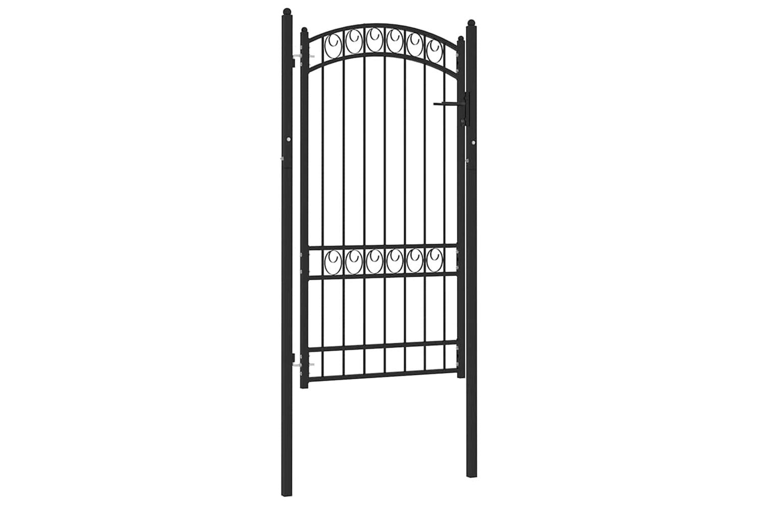 vidaXL 146371 Fence Gate With Arched Top Steel 100x175cm Black