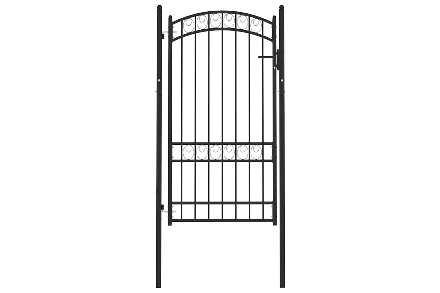 vidaXL 146371 Fence Gate With Arched Top Steel 100x175cm Black-2