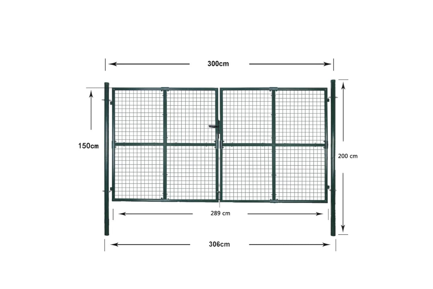 Vidaxl 142025 Double Door Fence Gate Powder-coated Steel-10