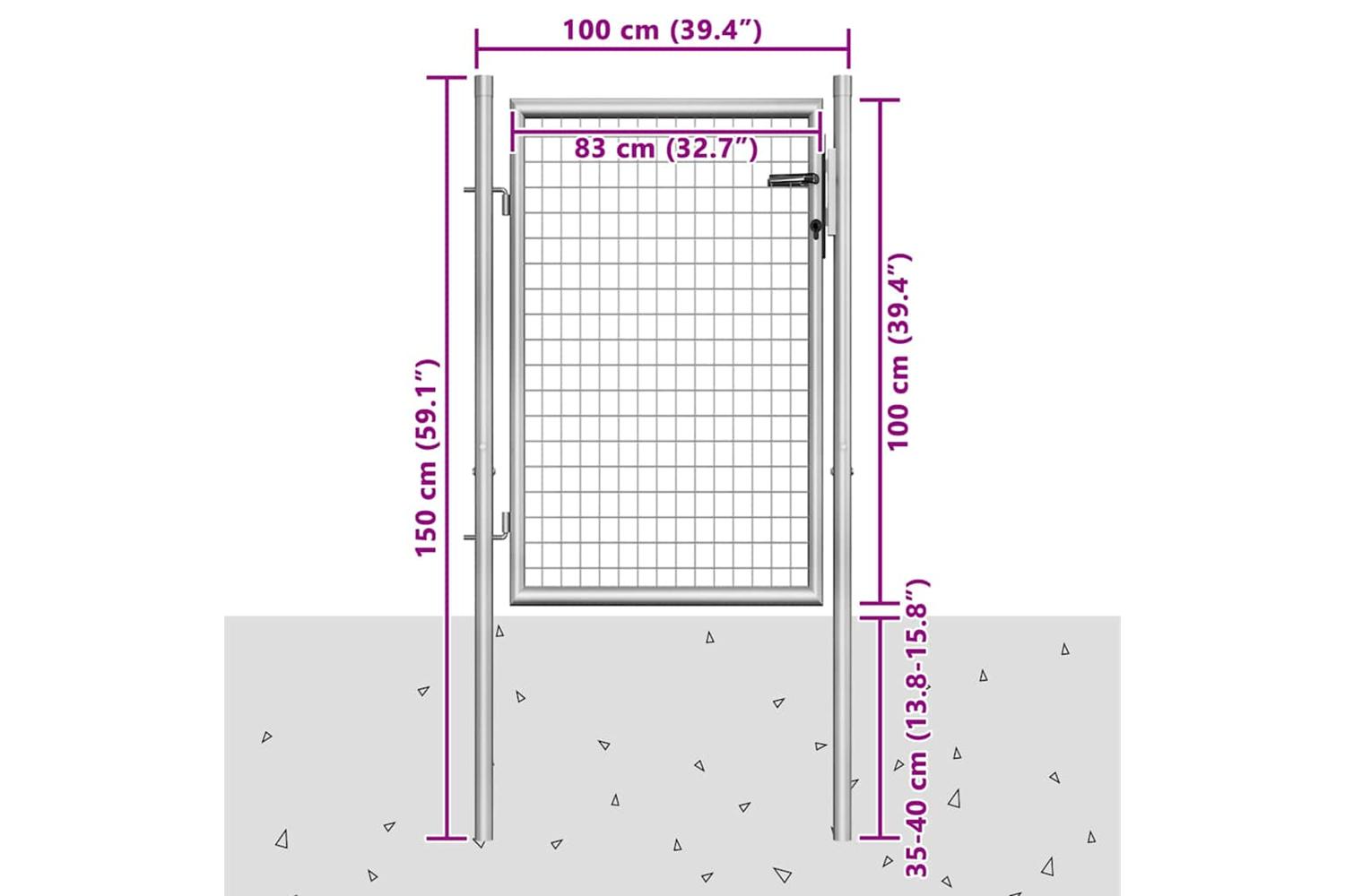 vidaXL 144756 Garden Gate Galvanised Steel 105x150cm Silver-5