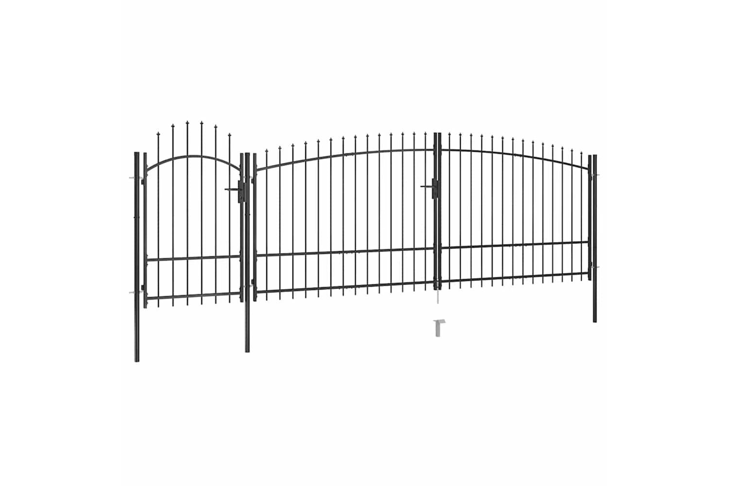 Vidaxl 146325 Garden Fence Gate With Spear Top 5x2.25 M Black