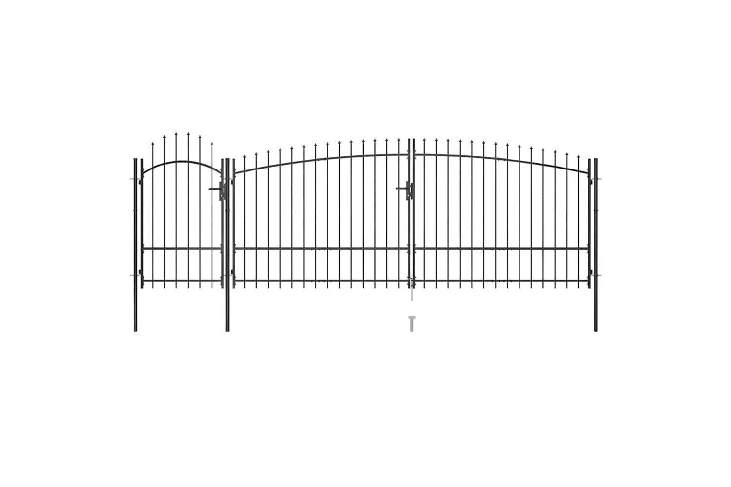 Vidaxl 146325 Garden Fence Gate With Spear Top 5x2.25 M Black-2
