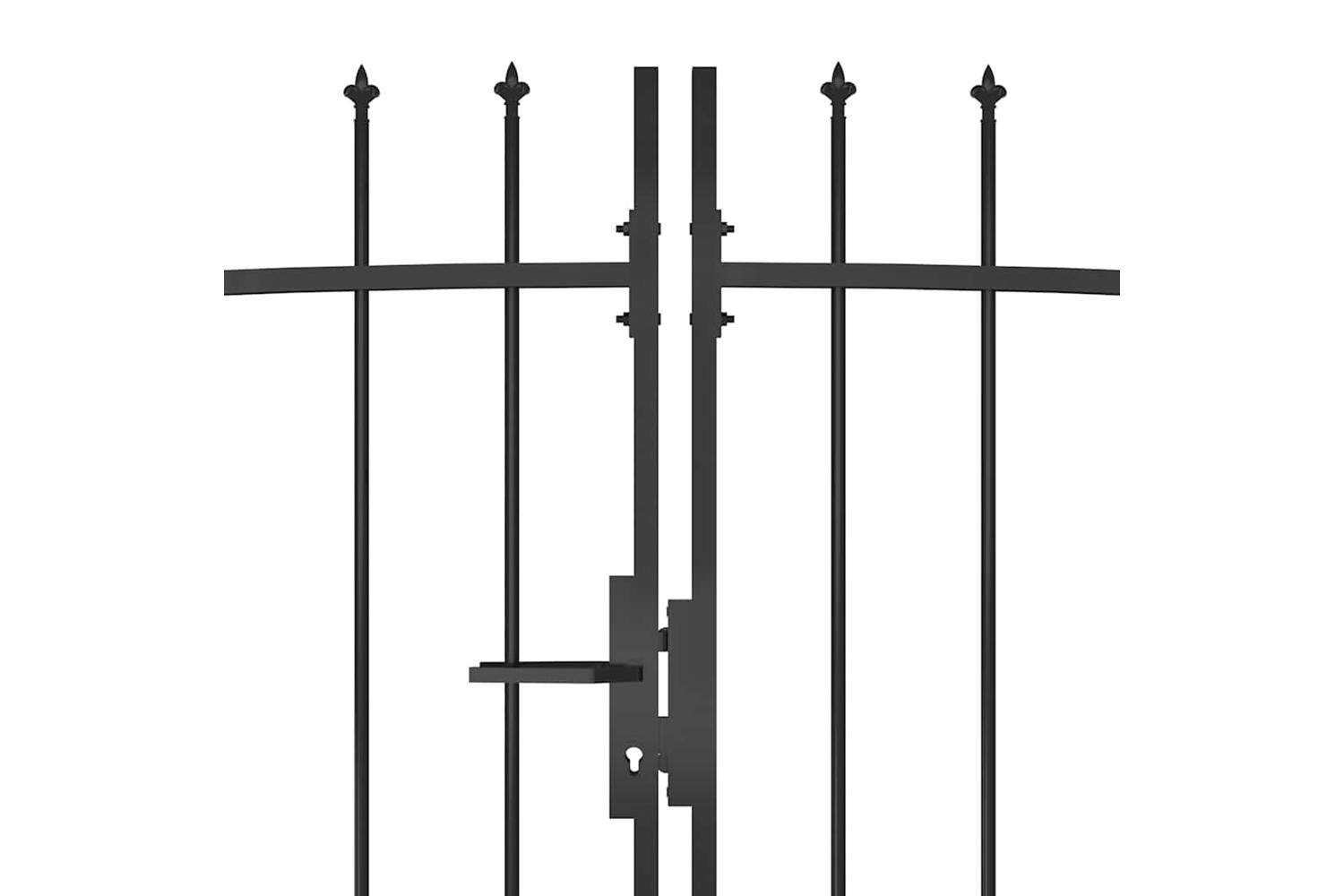 Vidaxl 146325 Garden Fence Gate With Spear Top 5x2.25 M Black-4