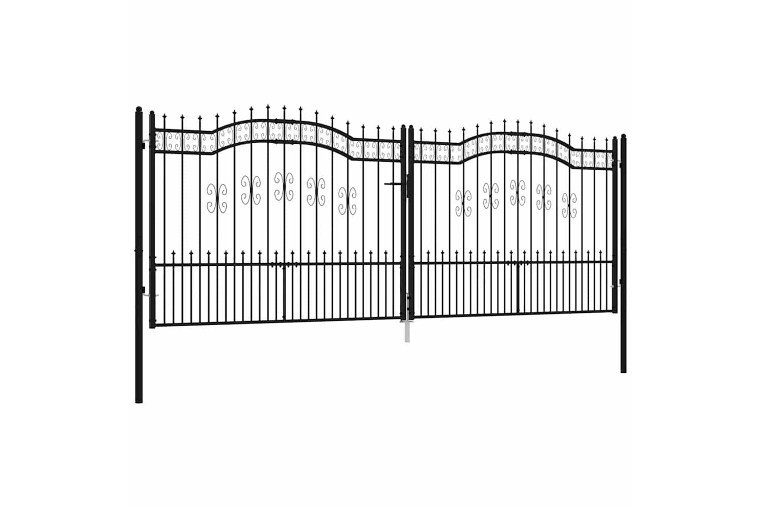 vidaXL 151102 Fence Gate With Spear Top Black 406x198cm Powder-coated Steel