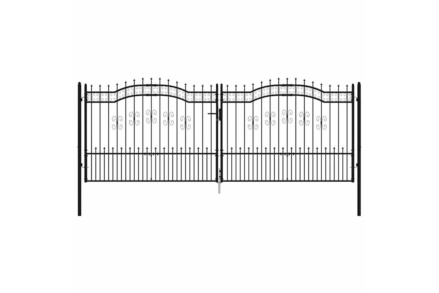 vidaXL 151102 Fence Gate With Spear Top Black 406x198cm Powder-coated Steel-3