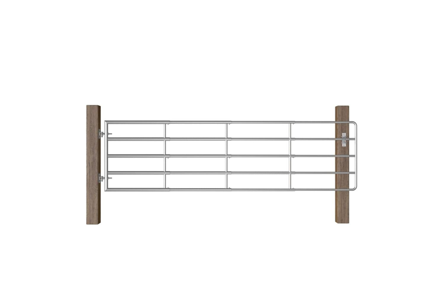 vidaXL 145986 5 Bar Field Gate Steel (115-300)x90cm Silver