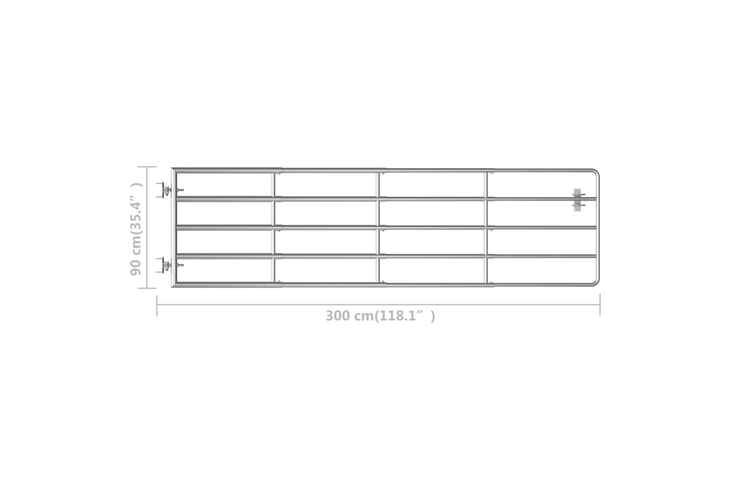 vidaXL 145986 5 Bar Field Gate Steel (115-300)x90cm Silver-5