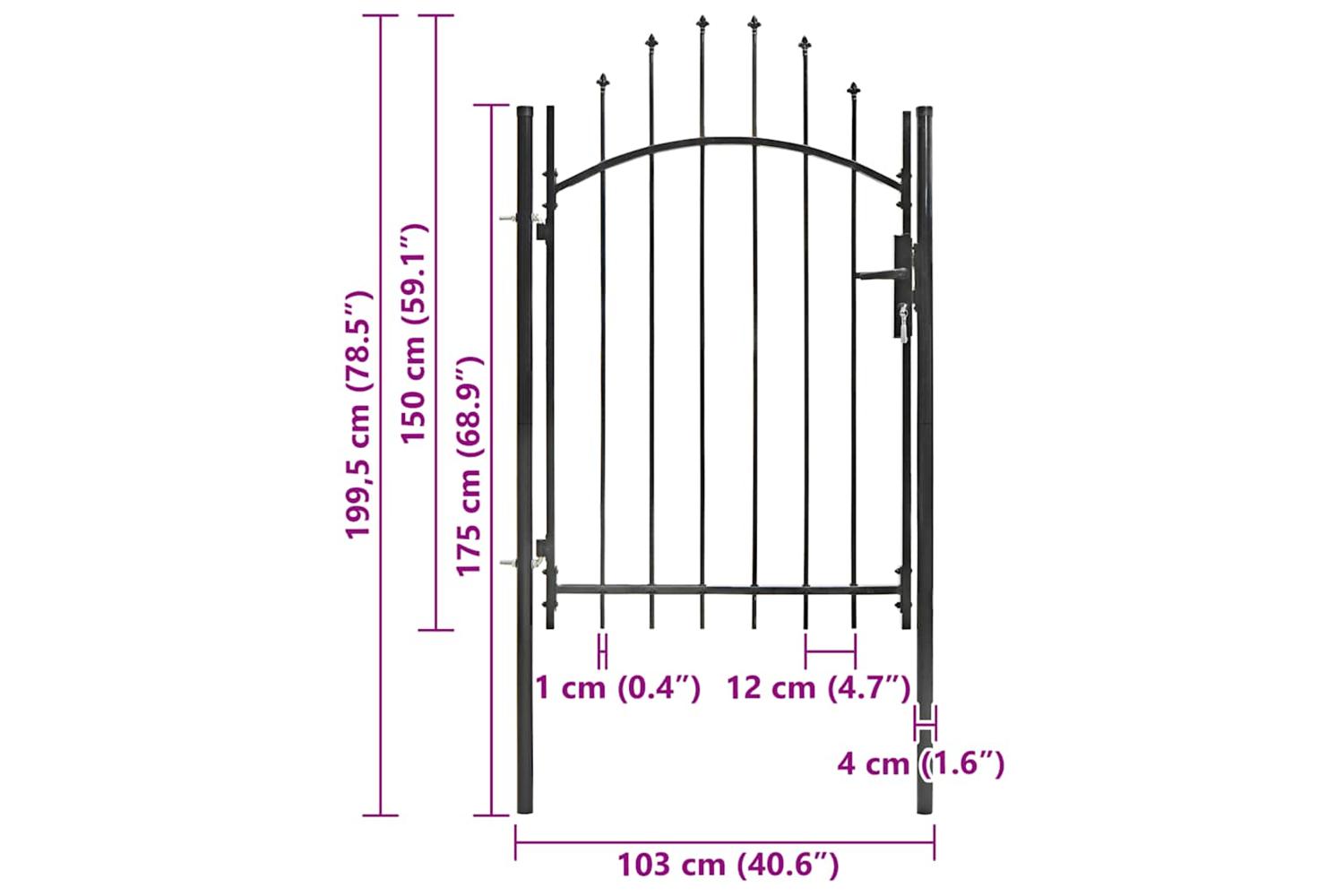 Vidaxl 143060 Garden Gate Steel 1x2 M Black-5