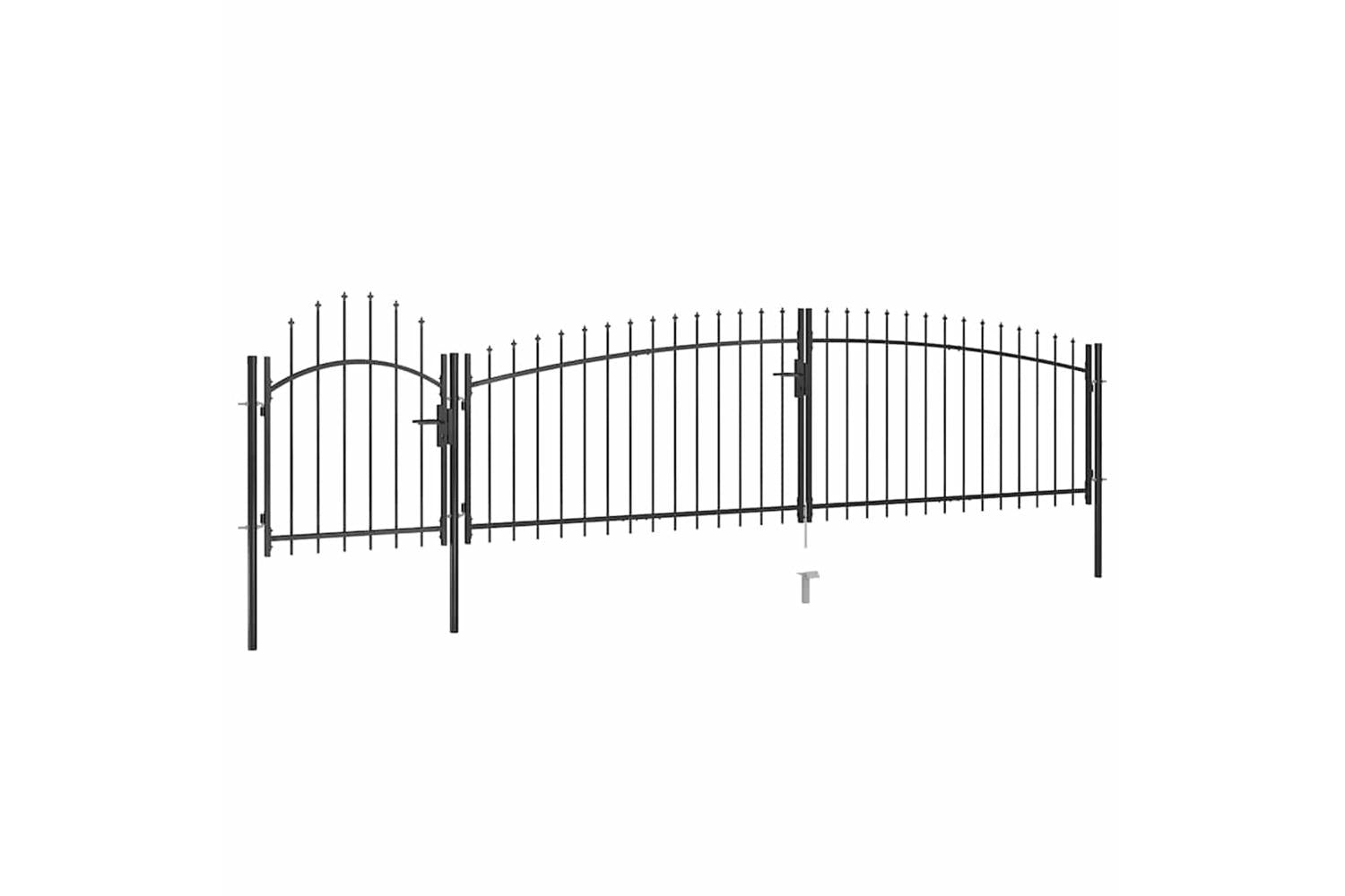 Vidaxl 146322 Garden Fence Gate With Spear Top 5x1.5 M Black
