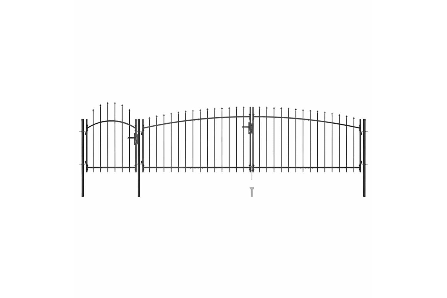 Vidaxl 146322 Garden Fence Gate With Spear Top 5x1.5 M Black-2