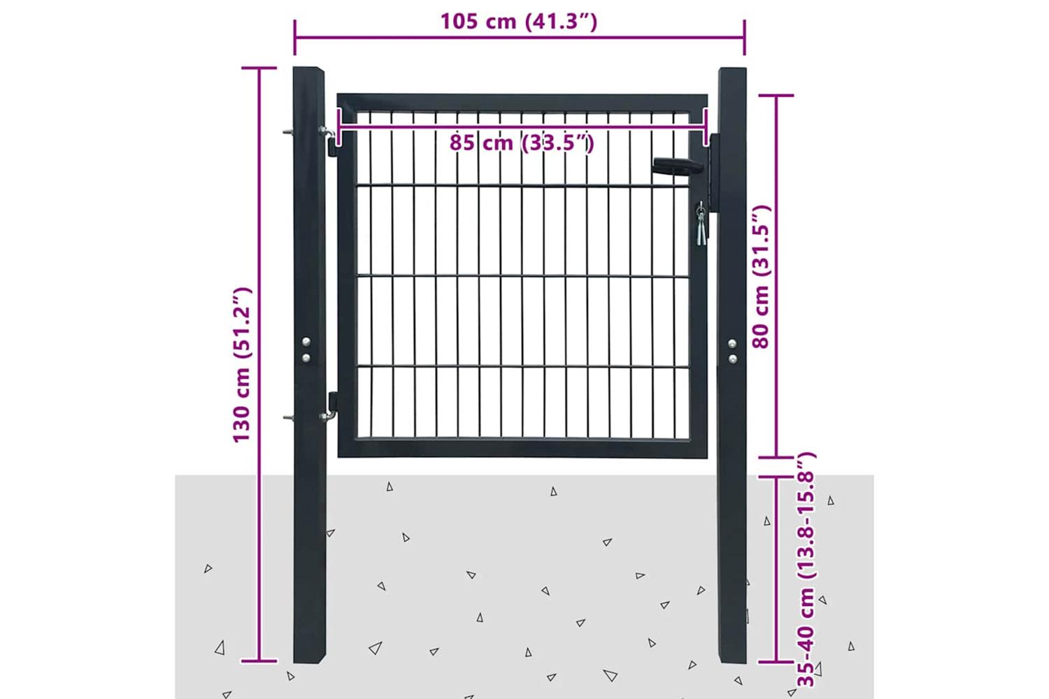 vidaXL 141740 2d Fence Gate (single) Anthracite Grey 106 X 130cm-6