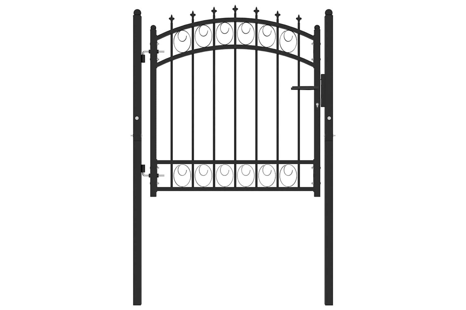 vidaXL 146378 Fence Gate With Spikes Steel 100x100cm Black-2