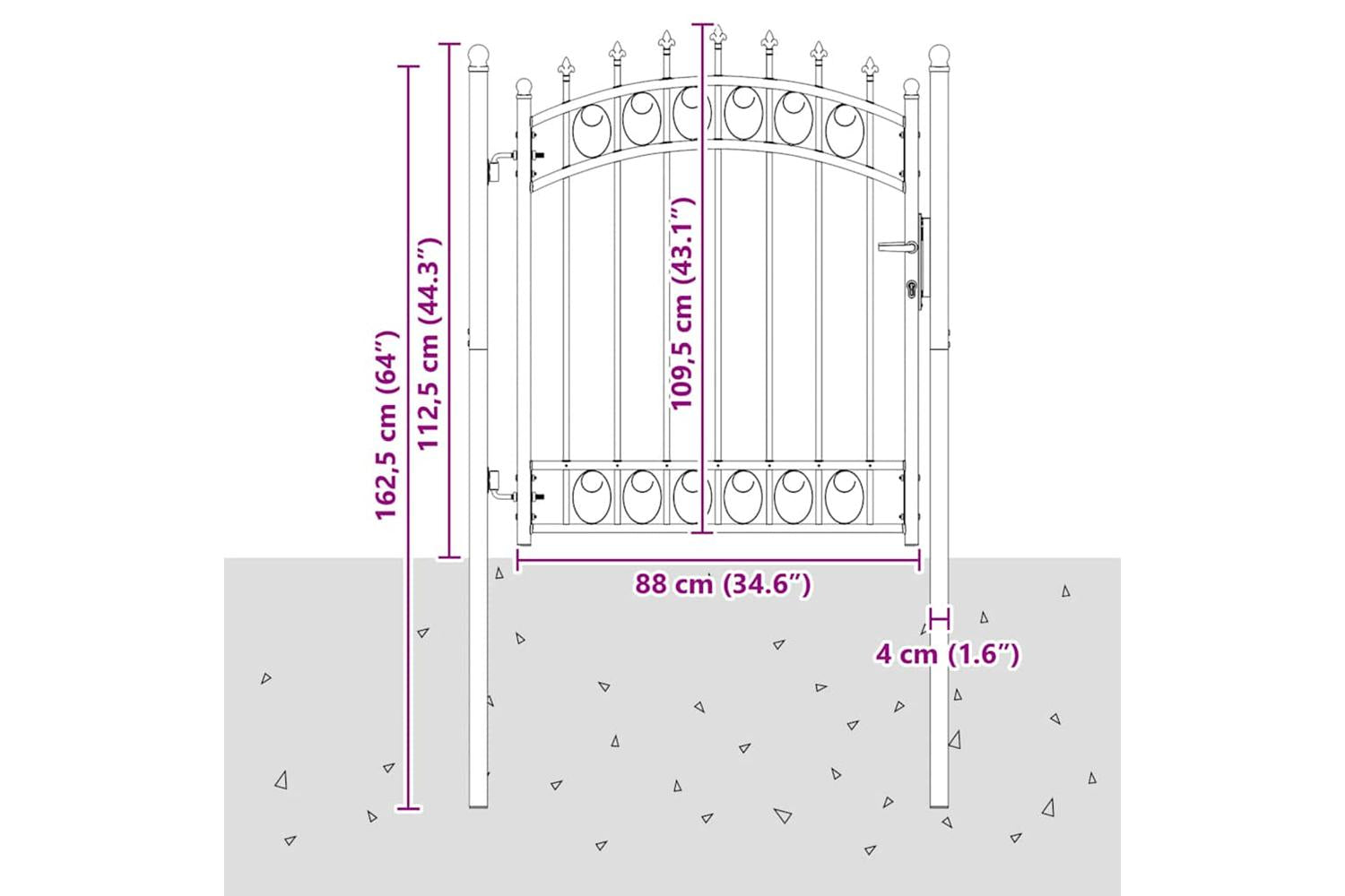 vidaXL 146379 Fence Gate With Spikes Steel 100x125cm Black-5