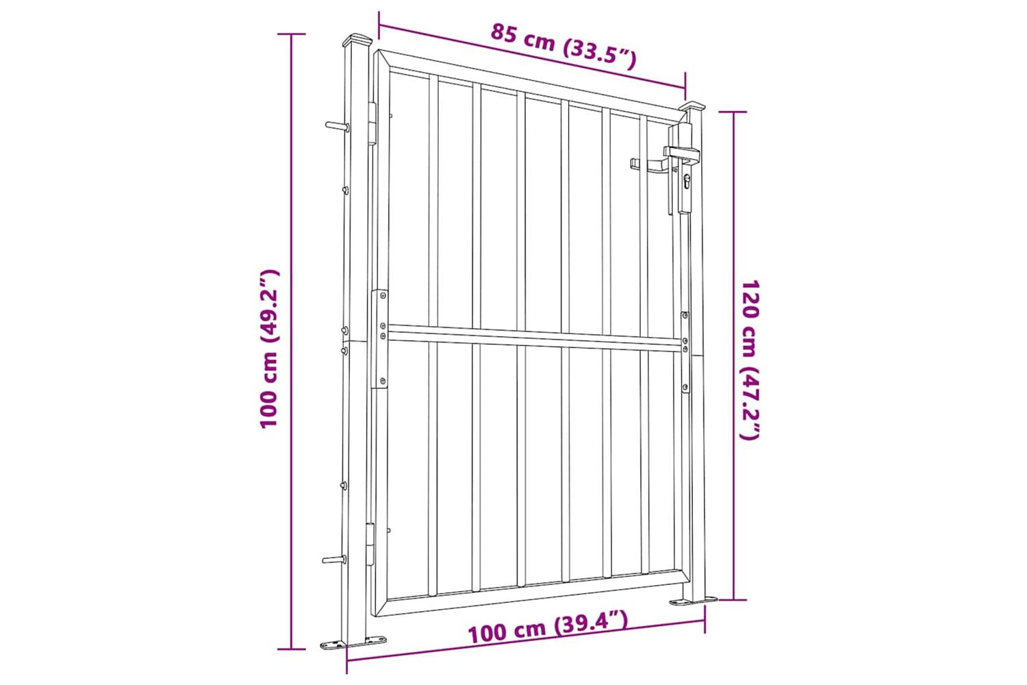 Vidaxl Garden Gate 100x125 Cm Stainless Steel-7