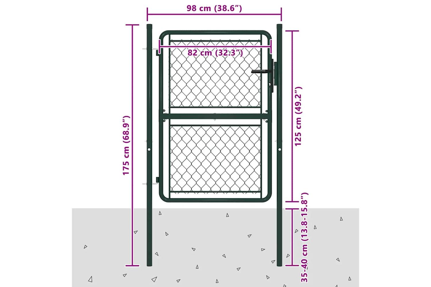 vidaXL 144404 Garden Gate Steel 100x125cm Green-4