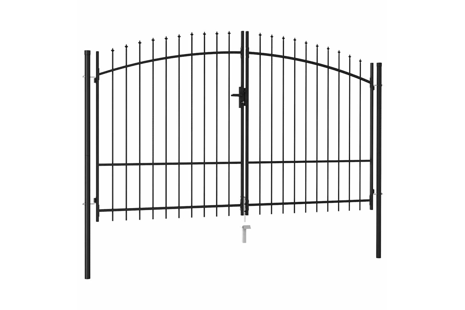 Vidaxl 145738 Fence Gate Double Door With Spike Top Steel 3x2 M Black