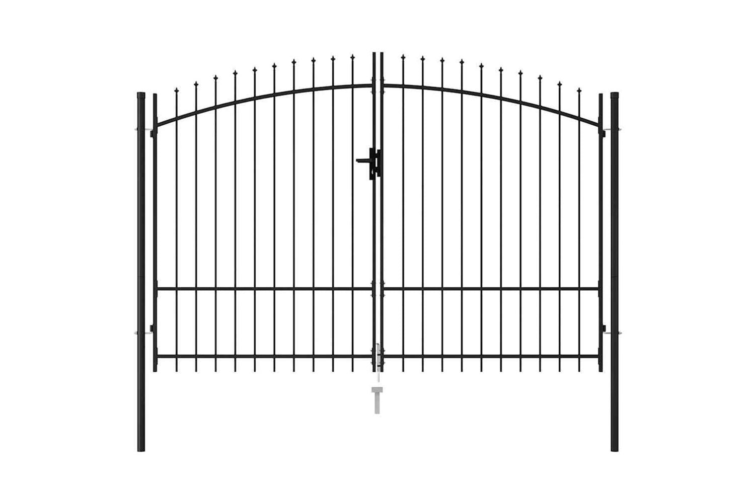 Vidaxl 145738 Fence Gate Double Door With Spike Top Steel 3x2 M Black-2