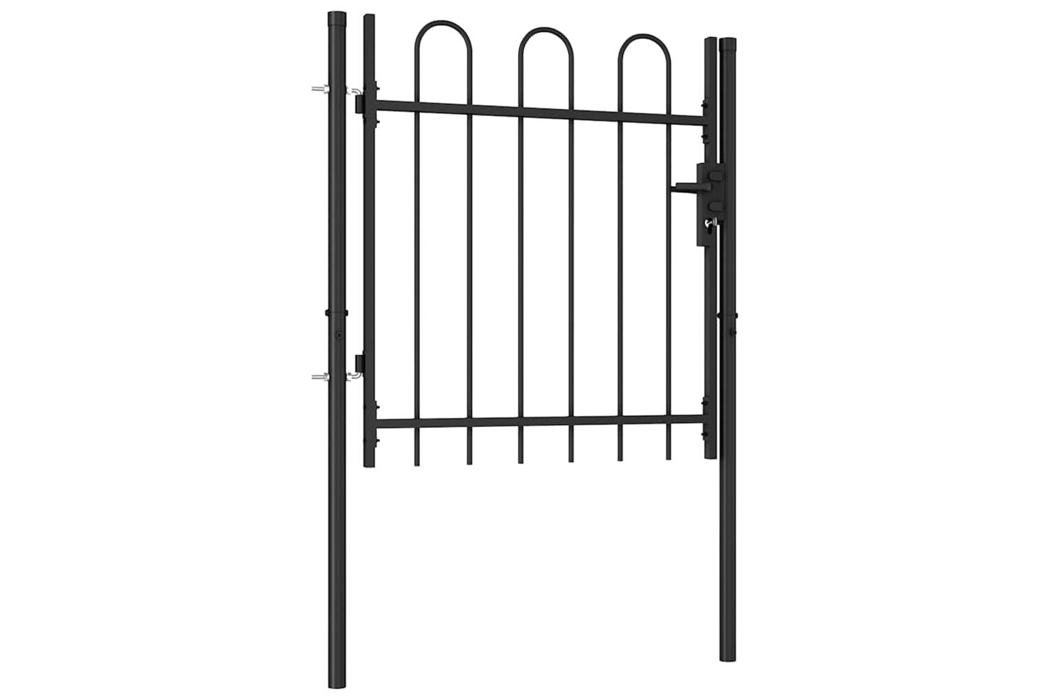 Vidaxl 146029 Fence Gate Single Door With Arched Top Steel 1x1 M Black