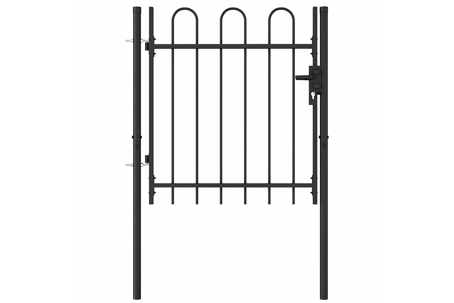 Vidaxl 146029 Fence Gate Single Door With Arched Top Steel 1x1 M Black-3
