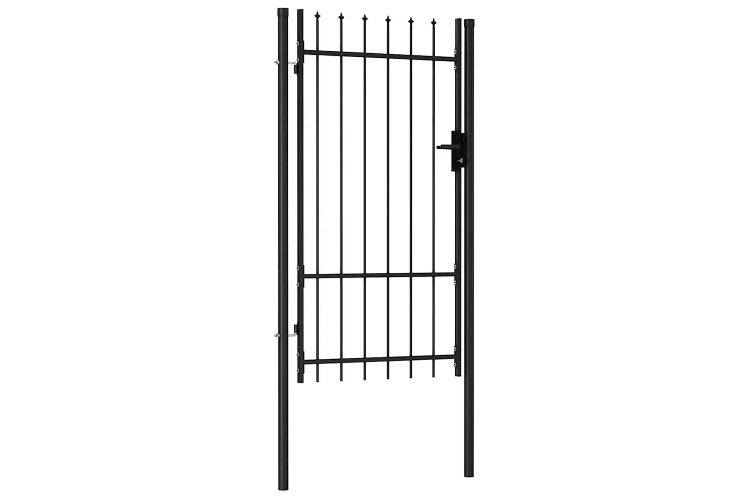 Vidaxl 145745 Fence Gate Single Door With Spike Top Steel 1x1.75 M Black