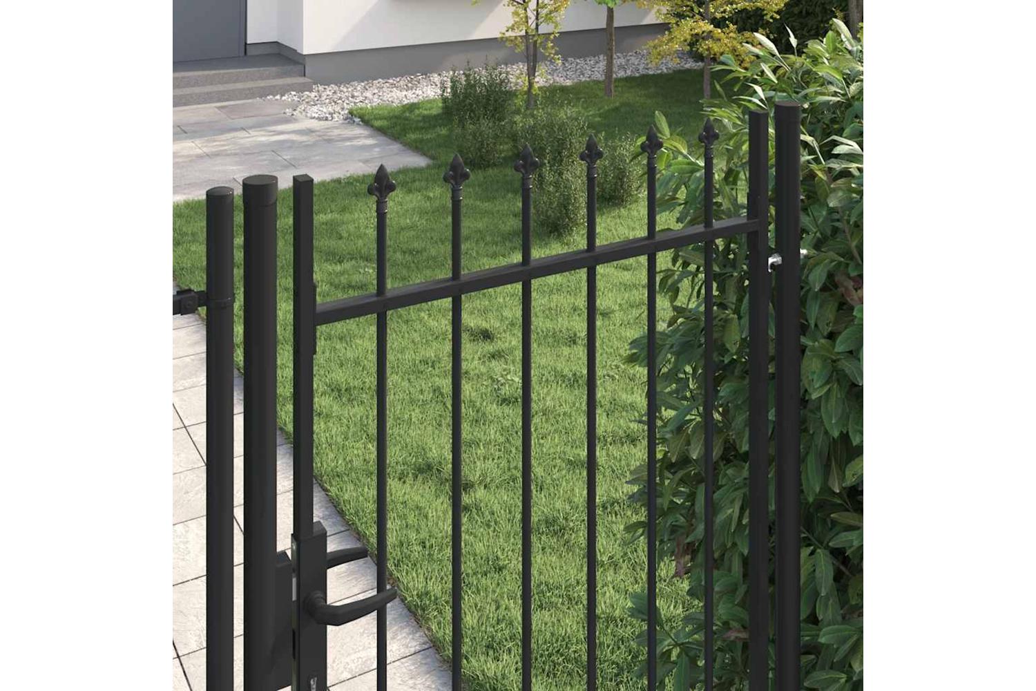 Vidaxl 145745 Fence Gate Single Door With Spike Top Steel 1x1.75 M Black-2