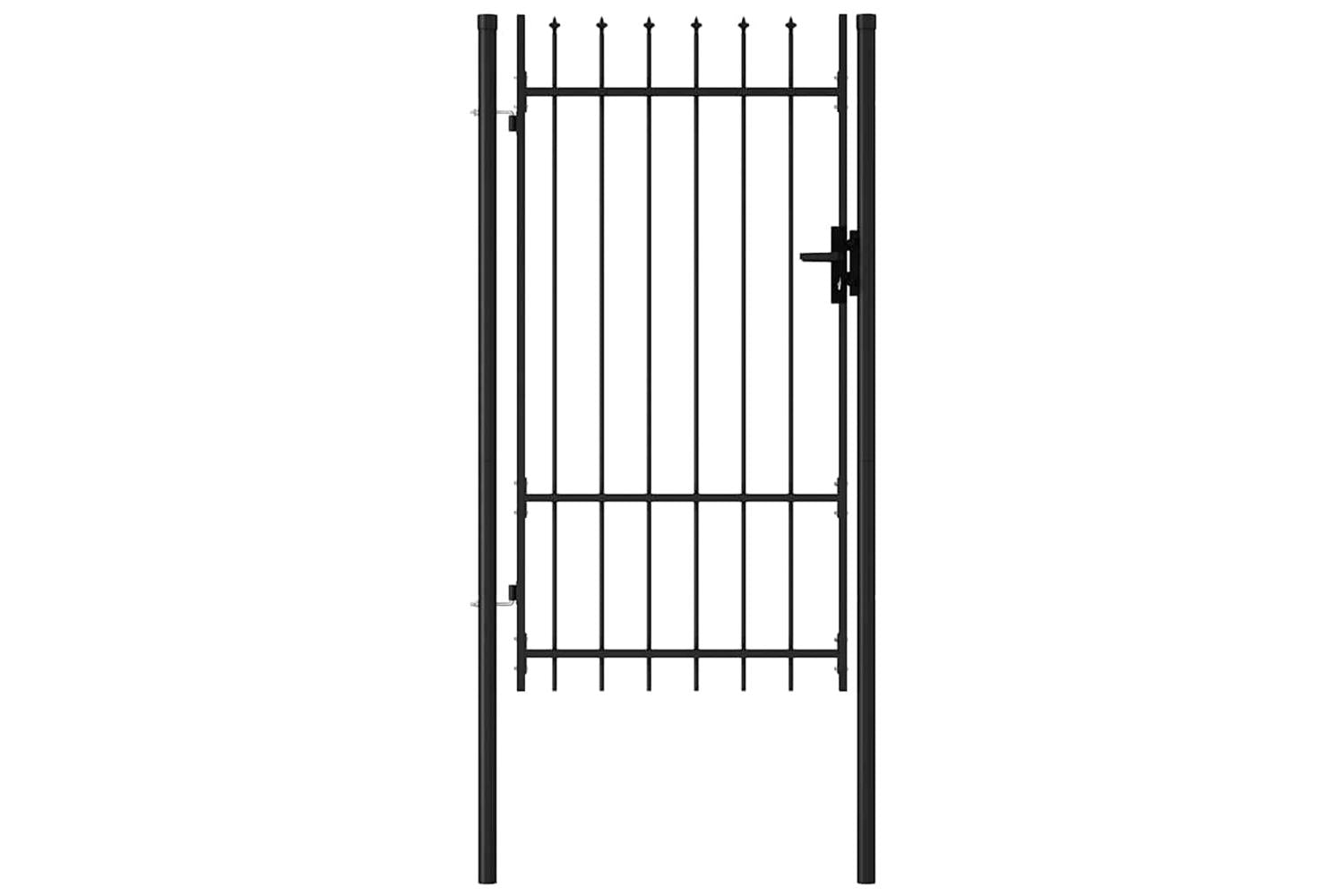 Vidaxl 145745 Fence Gate Single Door With Spike Top Steel 1x1.75 M Black-3