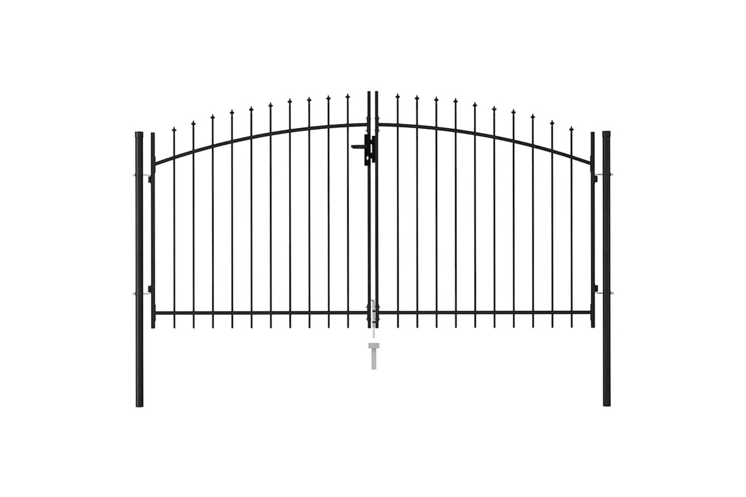Vidaxl 146028 Fence Gate Double Door With Spike Top Steel 3x1.5 M Black-2
