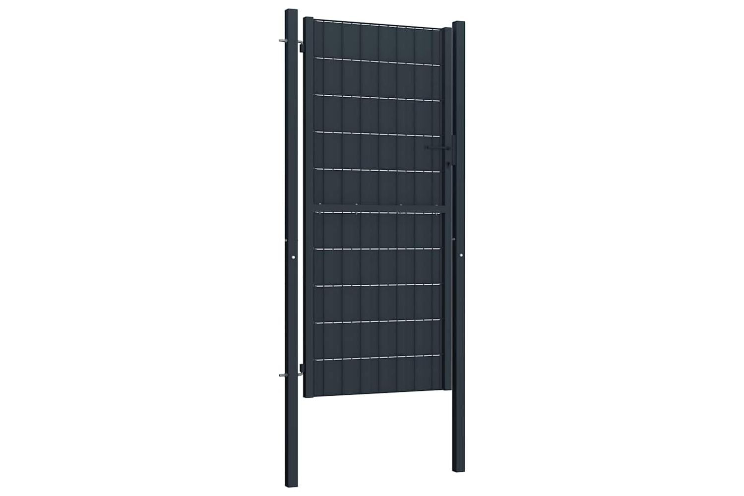 vidaXL 145235 Fence Gate Pvc And Steel 100x164cm Anthracite-2