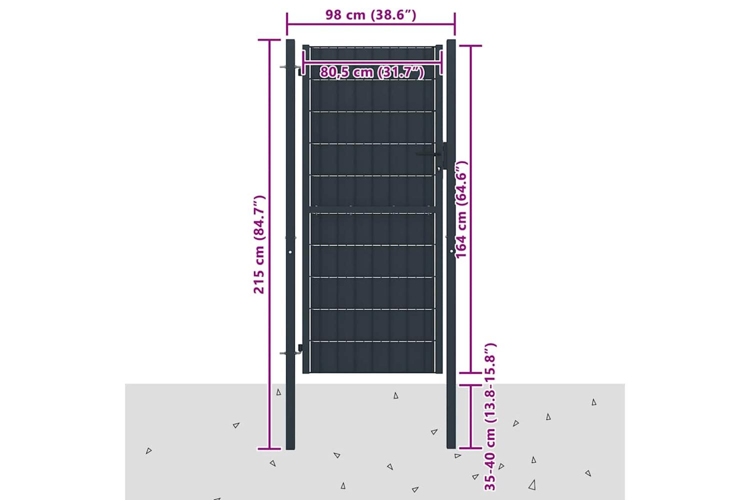 vidaXL 145235 Fence Gate Pvc And Steel 100x164cm Anthracite-4