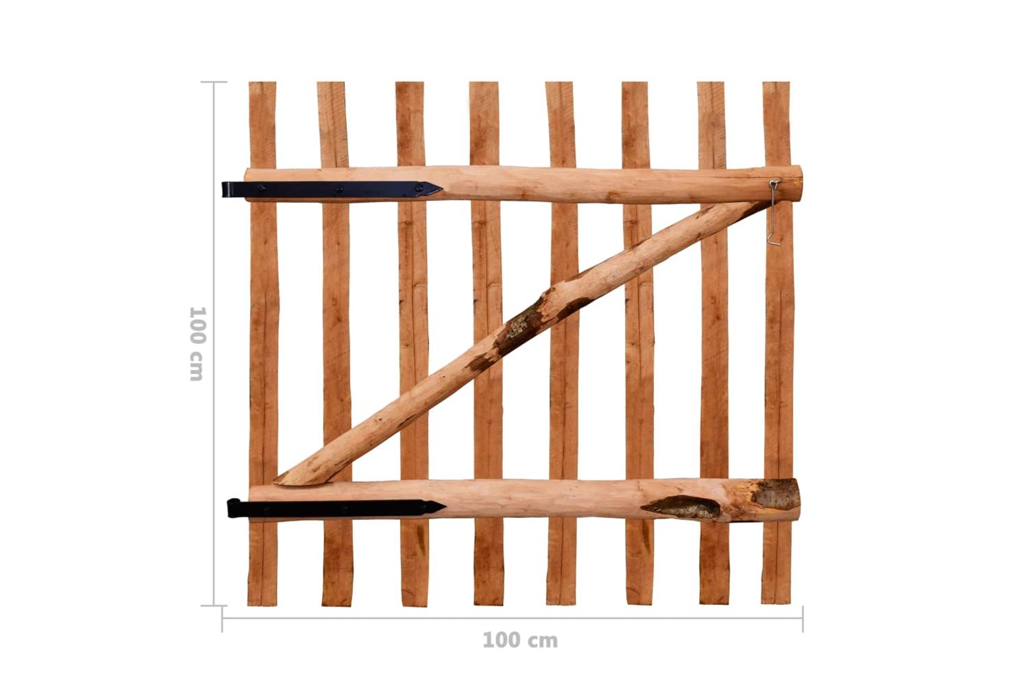 vidaXL 142596 Single Fence Gate Impregnated Hazel Wood 100x100cm-6