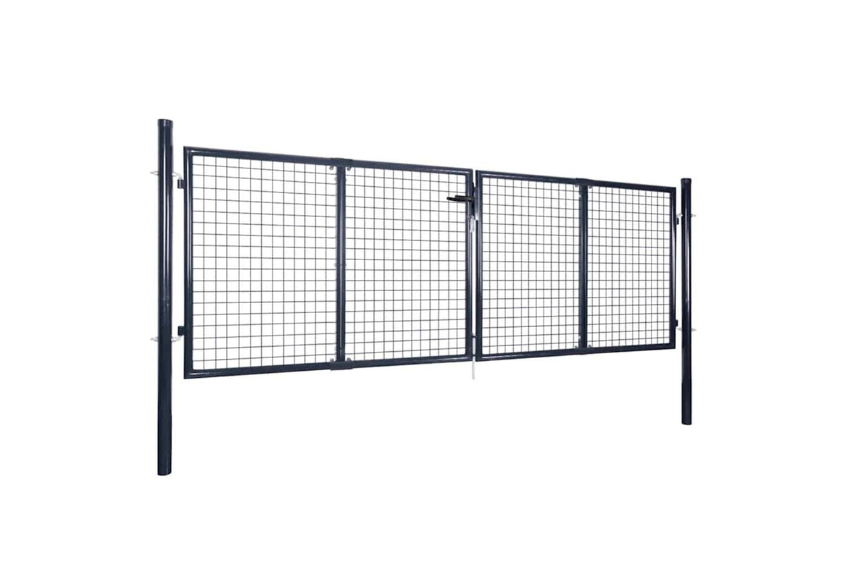 vidaXL 143362 Mesh Garden Gate Galvanised Steel 289x75cm Grey-2