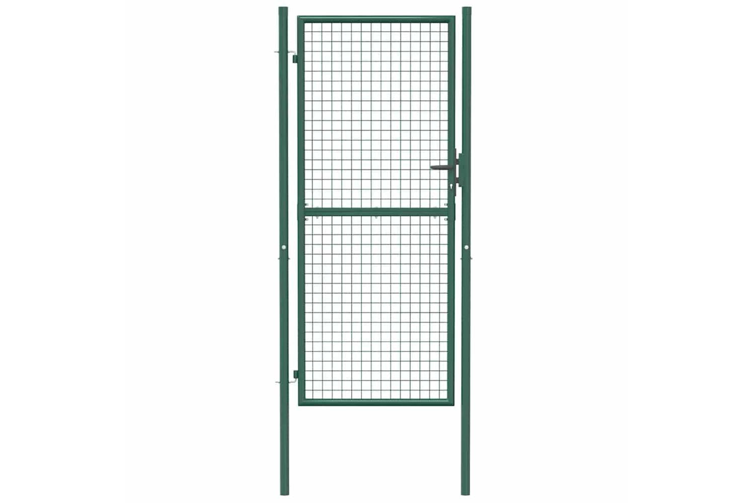 vidaXL Fence Gate Steel 100x200cm Green-3
