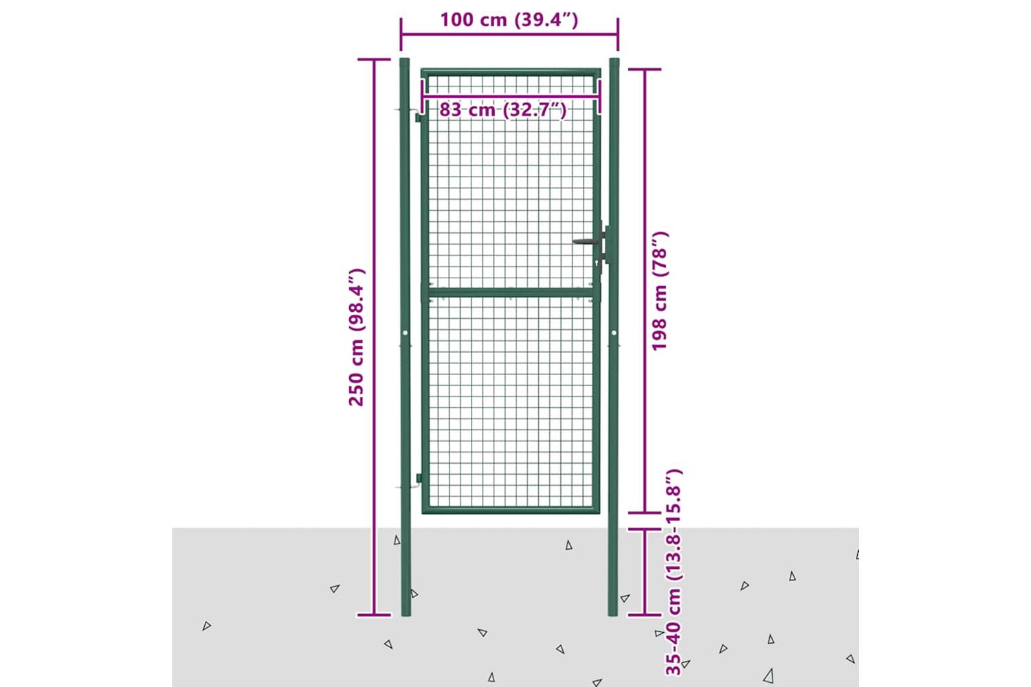 vidaXL Fence Gate Steel 100x200cm Green-6