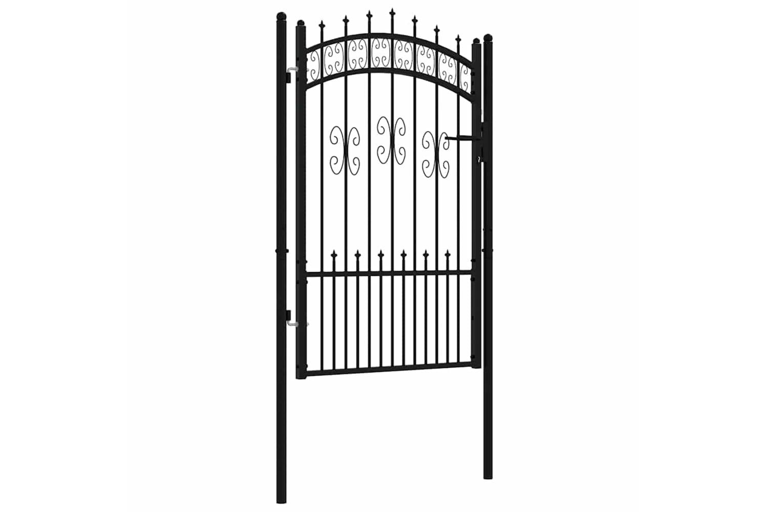 vidaXL 151092 Fence Gate With Spear Top Black 103x200cm Powder-coated Steel