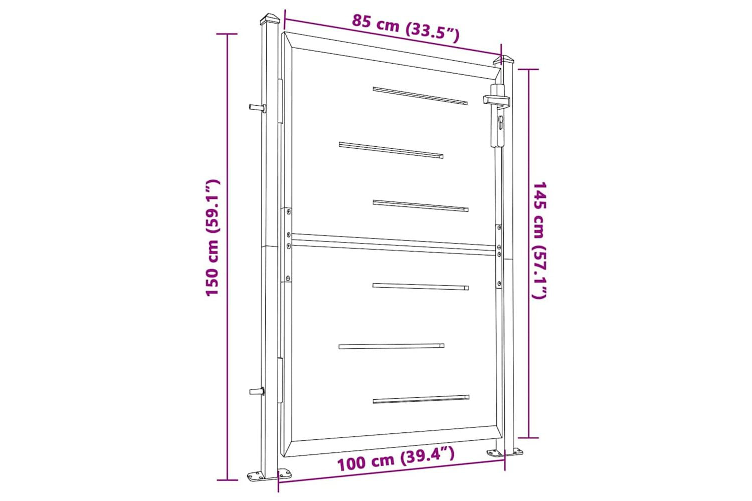 Vidaxl Garden Gate 100x150 Cm Stainless Steel-7