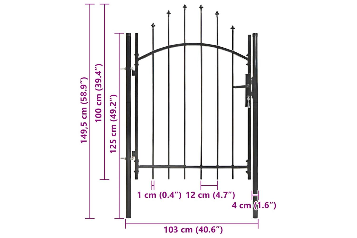 Vidaxl 143058 Garden Gate Steel 1x1.5 M Black-5